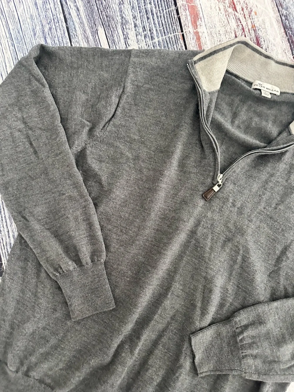 Peter Millar Merino Wool/Silk Men's Charcoal 1/4 Zip-Neck Sweater